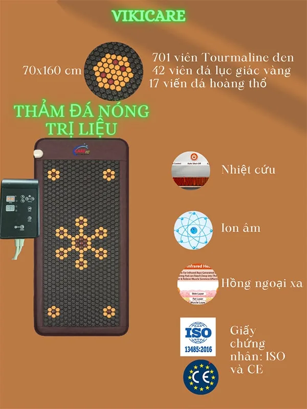 Thảm đá nóng đá tourmaline Carefit Rt.A70 kích thức 70 x 160 cm 15