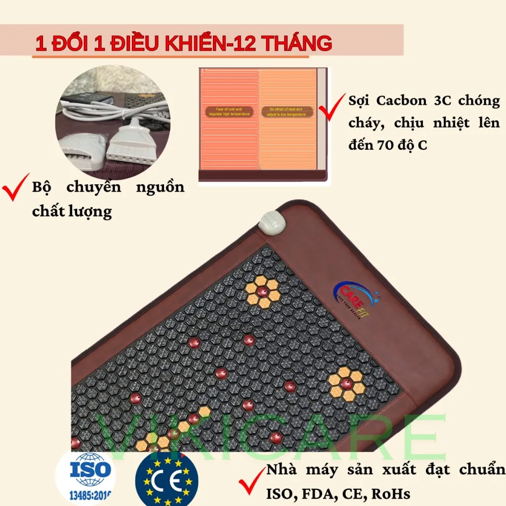 Thảm đá nóng Tourmanium từ tính kết hợp lazer Carefit Rt.60A 70 x 160 15
