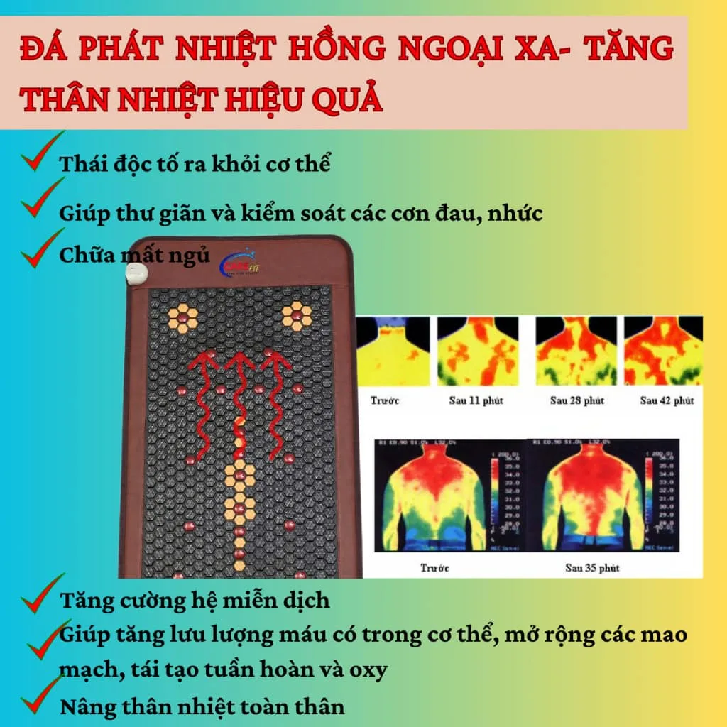 Thảm đá nóng Tourmanium từ tính kết hợp lazer Carefit Rt.60A 70 x 160 12