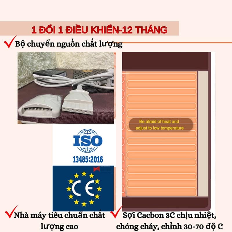 Thảm Đá Lục Giác Trắng Carefit CF EM80 Kích Thước 80x190 Kết Hợp Sóng Siêu Trường PEMF 45