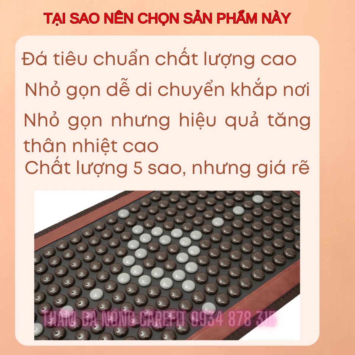 Nệm đá nhiệt nóng Carefit CF-MN80 Đá Tròn Kích Thước 80 x 190 cm 1