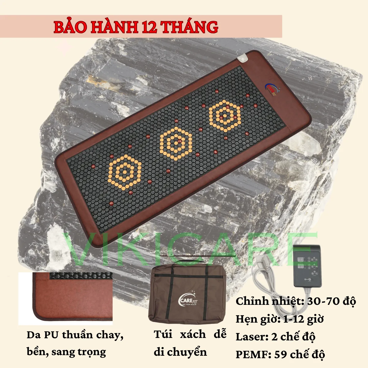Thảm Đá Nóng Lục Giác Carefit CF-M80.PEMF Tích Hợp 24 Đèn Photon 2