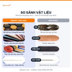 So sánh vật liệu nệm Vikicare: đá, da bọc, viền may, dây sưởi