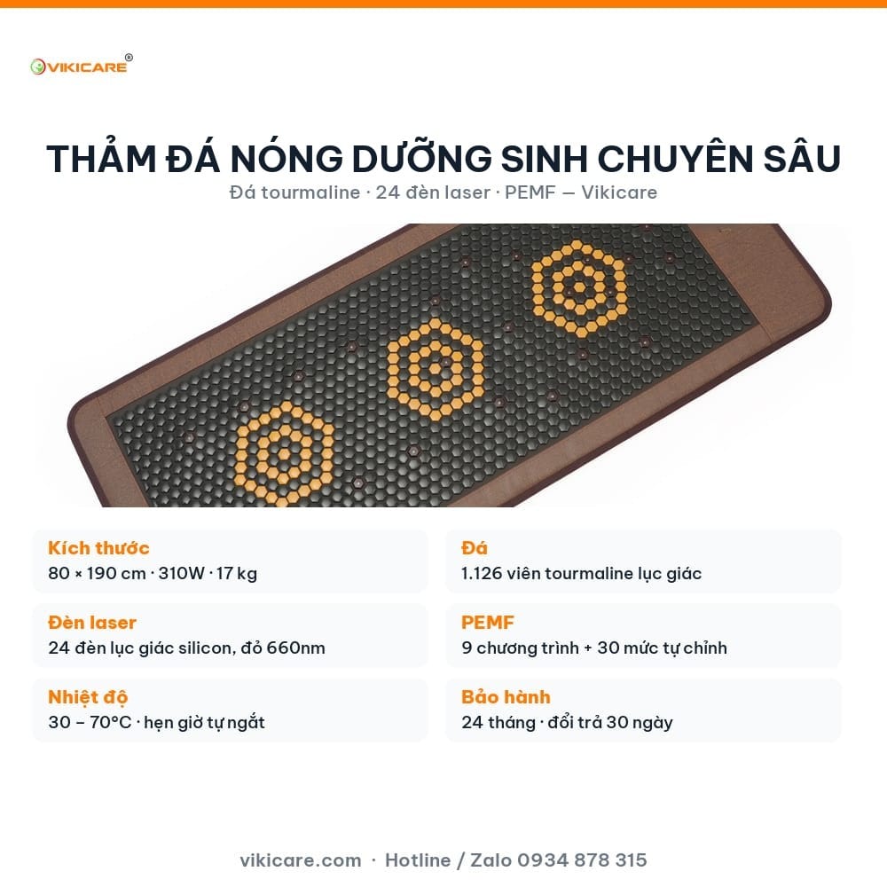 Tổng quan thảm đá nóng dưỡng sinh chuyên sâu Vikicare