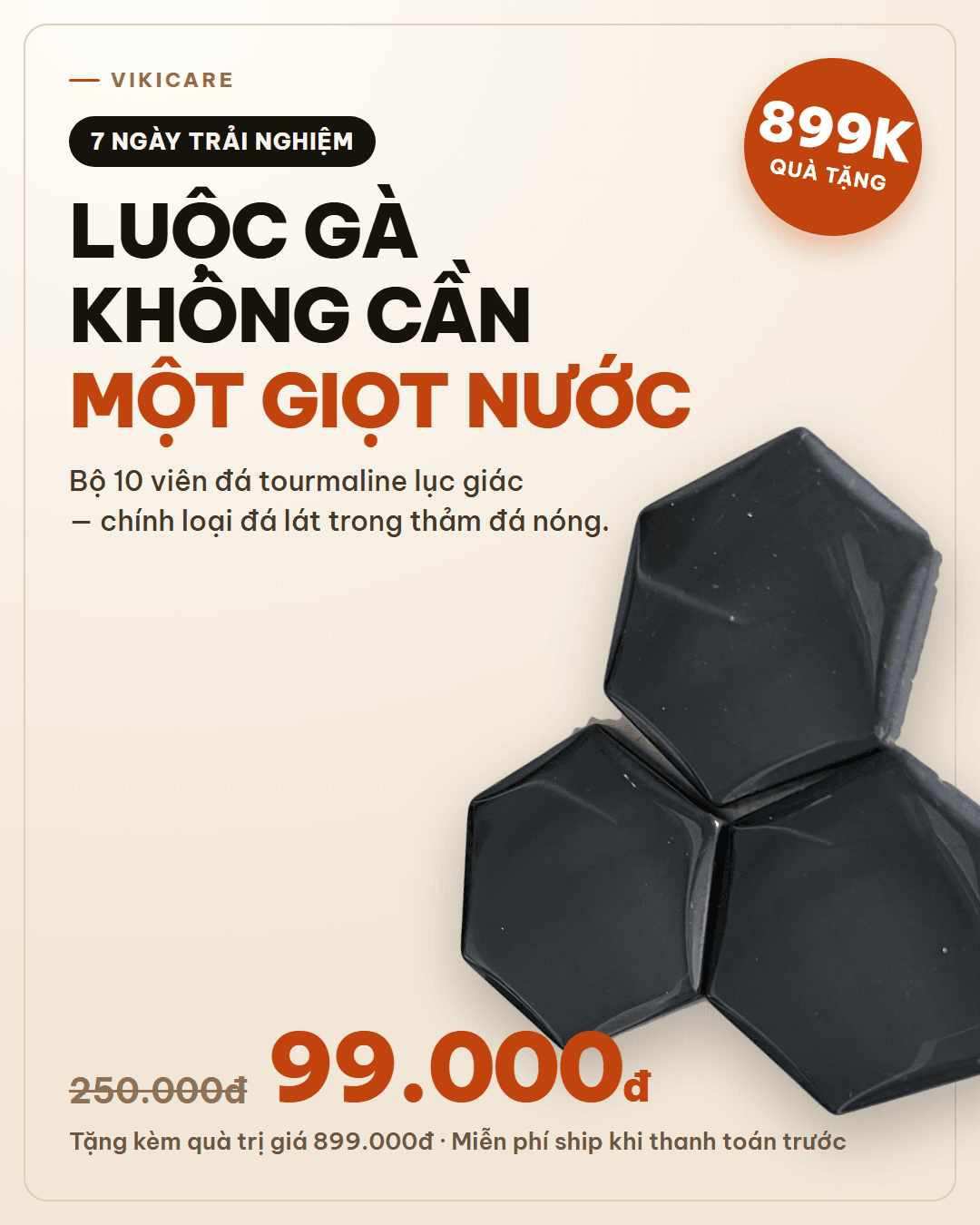 Bộ 10 viên đá Hàn Quốc lục giác dùng trên thảm đá nóng