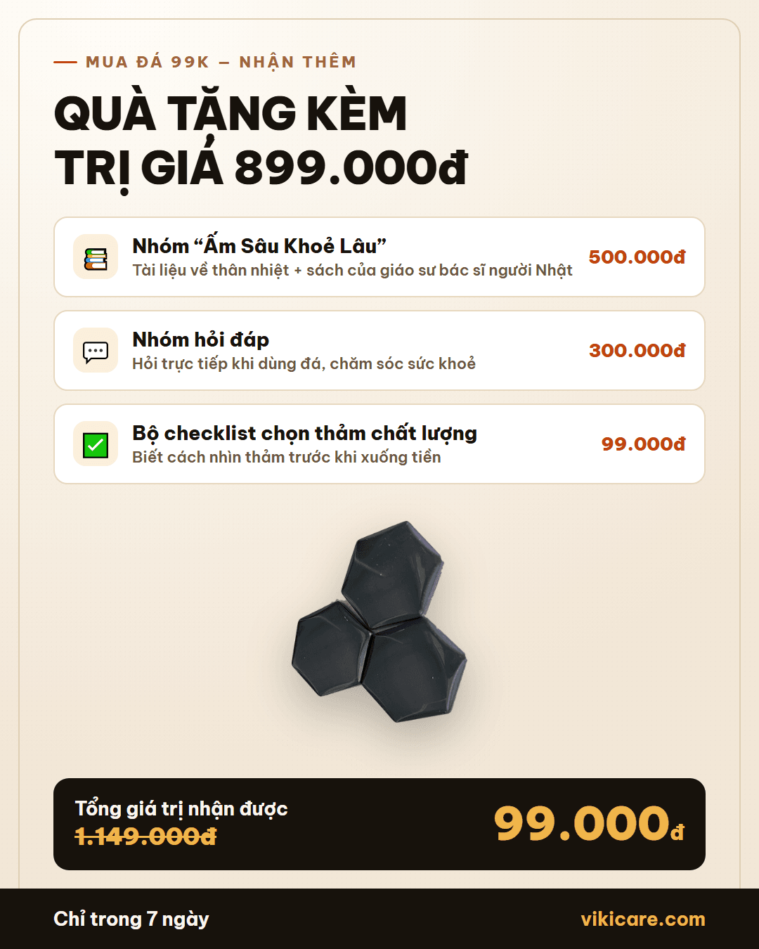 Quà tặng kèm bộ đá trị giá 899.000đ