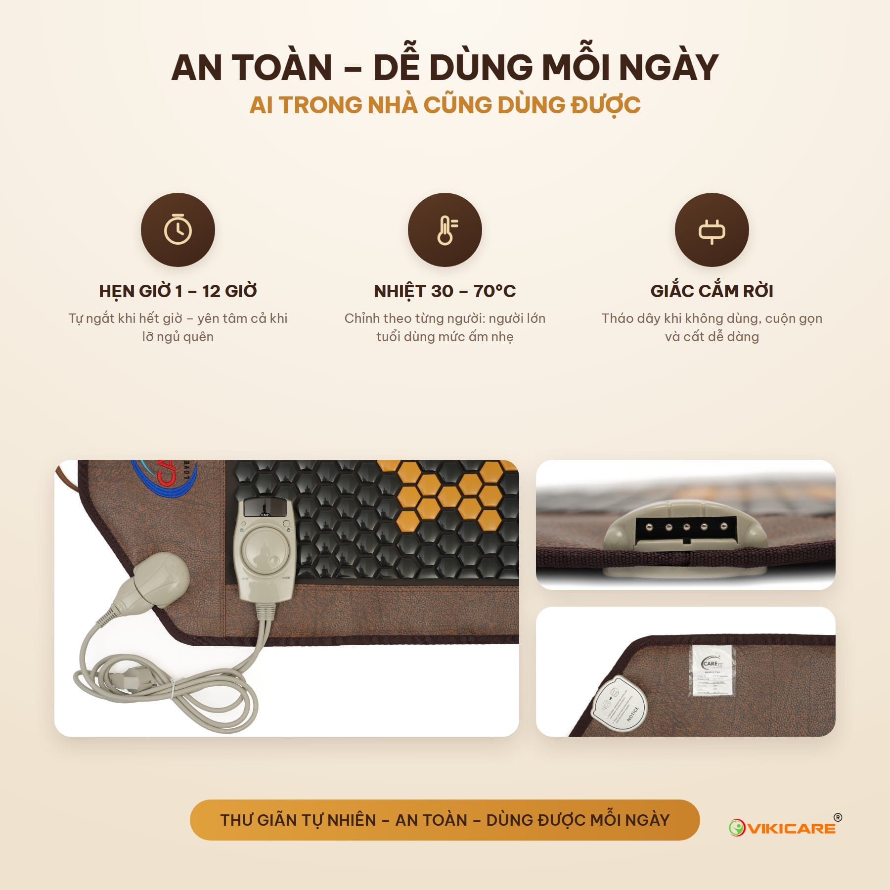 Thảm đá nóng an toàn, dễ dùng mỗi ngày